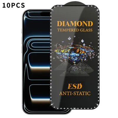10Pcs for iPhone 18 Pro Max / 17 Pro Max Tempered Glass Diamond Silk Printing Full Screen HD Anti-Static Screen Protector - Transparent