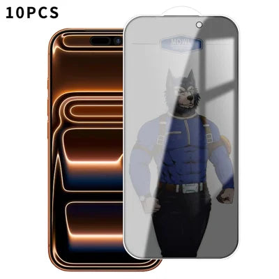 10Pcs for iPhone 17 Pro Max Privacy Tempered Glass Anti-fingerprint Anti-spy Full Screen Protector - Transparent