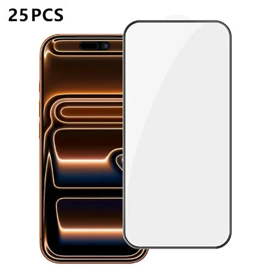 25Pcs For iPhone 18 Pro Max / 17 Pro Max Full Cover Screen Protector Silk Printing Ultra Clear High Aluminium-silicon Glass Film