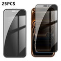 25Pcs For iPhone 17 Pro Max Anti-spy Screen Protector Silk Printing High Aluminium-silicon Glass Full Cover Anti-fingerprint Privacy Film
