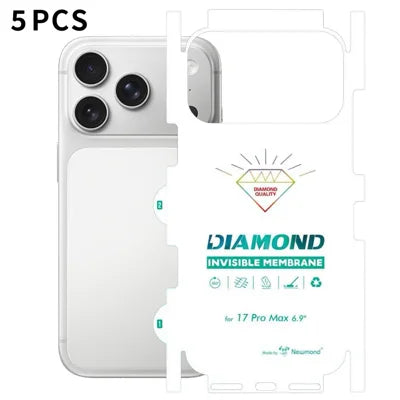 5Pcs for iPhone 17 Pro Max TPU Hydrogel Film Invisible Self-Healing Anti-Fingerprint Full Cover Back Protector - Transparent