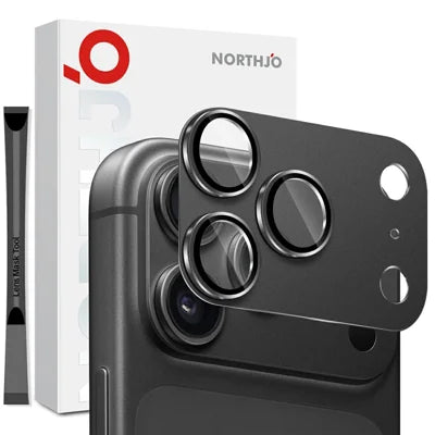 NORTHJO For iPhone 18 Pro Max Camera Lens Protector Matte Integrated Metal Tempered Glass Lens Film (Complete Covering) - Black