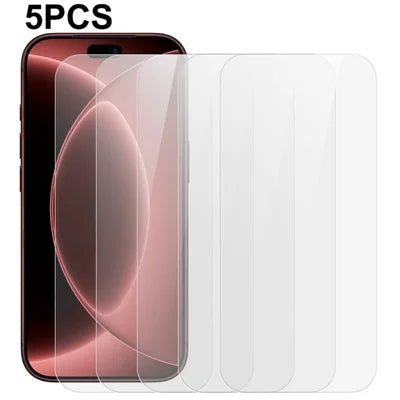 5Pcs For iPhone 18 Pro Max / 17 Pro Max Front Screen Protector 0.3mm 2.5D Tempered Glass Film, Not Full Covering - Transparent