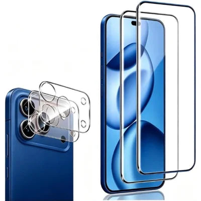 2Pcs For iPhone 18 Pro Max Screen Protector 2.5D Arc Edge High Clarity Tempered Glass Film with Camera Lens Film - Transparent