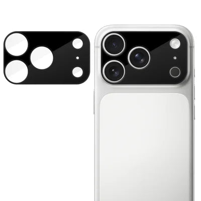  For iPhone 18 Pro Max Full Cover Camera Lens Protector Silk Print HD Anti Fingerprint AR Tempered Glass Lens Film - Black