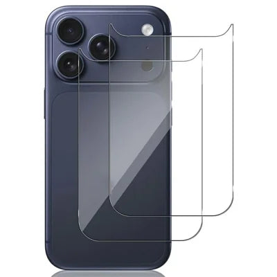 2Pcs for iPhone 18 Pro Max Back Protector 2.5D Arc Edge Anti-Scratch HD Clarity Tempered Glass Phone Back Film - Transparent