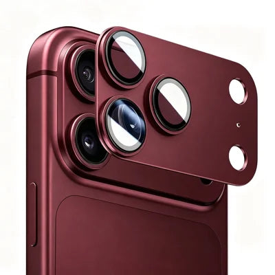 For iPhone 18 Pro Max Camera Lens Protector Step-Style Aluminum Alloy+Tempered Glass AR+AF Anti-Reflective Lens Film, Case Friendly - Red