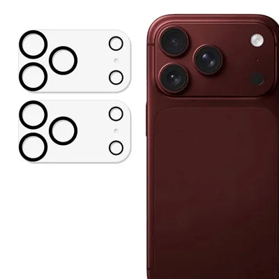 2Pcs For iPhone 18 Pro Max Full Coverage Camera Lens Protector Silk Printing Tempered Glass Lens Film 3D Arc Edge - Black