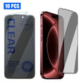  For iPhone 18 Pro Max 10Pcs Anti Spy Screen Protector 3D Round Edge Full Coverage Tempered Glass Film - Black