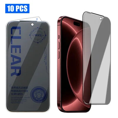  For iPhone 18 Pro Max 10Pcs Anti Spy Screen Protector 3D Round Edge Full Coverage Tempered Glass Film - Black
