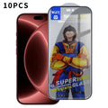  For iPhone 18 Pro Max 10Pcs Anti-Spy Full Screen Protector 300C Large Arc Anti Static Silk Printing Tempered Glass Film - Black
