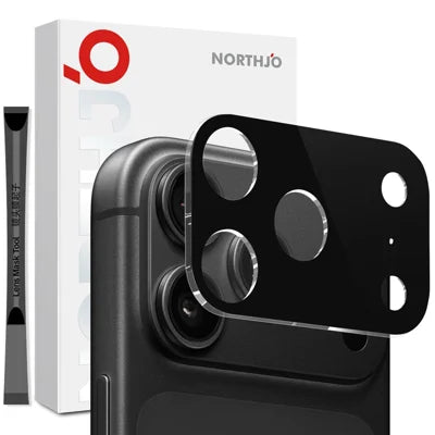 NORTHJO For iPhone 18 Pro Max Camera Lens Protector Silk Printing 3D Clear Full Screen Tempered Glass Lens Film - Black