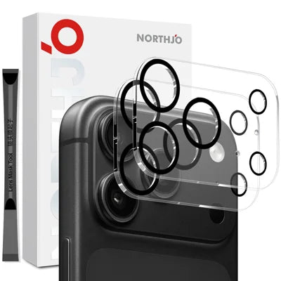 NORTHJO 2Pcs For iPhone 18 Pro Max Camera Lens Protector Black Circles 3D Full Coverage Clear Tempered Glass Lens Film - Black