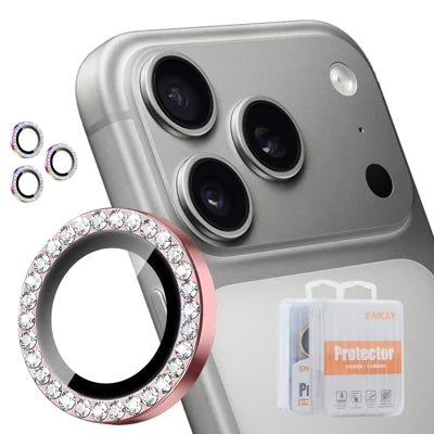  HAT PRINCE for iPhone 18 Pro / iPhone 18 Pro Max Camera Lens Protector ENKAY  Rhinestone Decor Rear Lens Film - Pink
