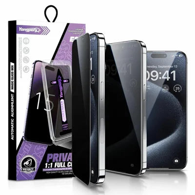 YONGPOLY for iPhone 18 Pro Max Anti-Spy Full Screen Protector Auto-Dust Removal Tempered Glass Film