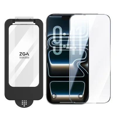 ZGA for iPhone 18 Pro Max Screen Protector 3D Full Coverage 0.33mm 9H High Aluminum-silicon Glass Film with Installation Tool - Transparent with Black Edge