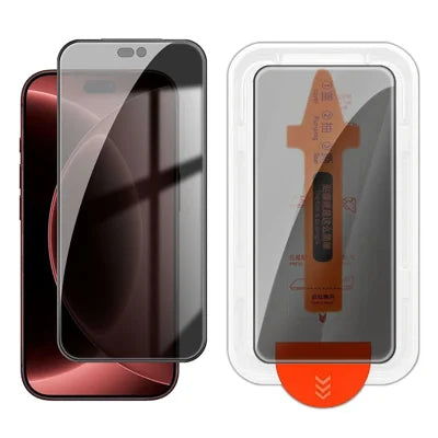 For iPhone 18 Pro Max Privacy Screen Protector 28 Degree Silk Printing High Aluminium-silicon Glass Film with Auto Dust-Elimination Installation - Black