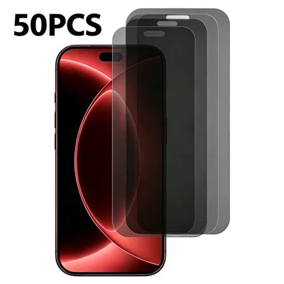 50Pcs for iPhone 18 Pro Max Privacy Screen Protectors 180-Degree Anti-Spy Tempered Glass Full Screen Film - Black
