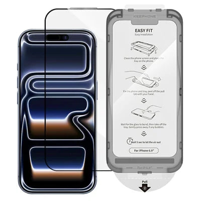 KEEPHONE EASY FIT Series for iPhone 18 Pro Max  /  17 Pro Max HD Full Screen Protector 9H High Aluminium-Silicon Glass Film with Application Tool - Transparent