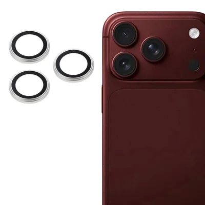 1 Set Camera Lens Protectors for iPhone 18 Pro Max / 18 Pro , Metal Ring Tempered Glass Raised Camera Lens Film - Silver
