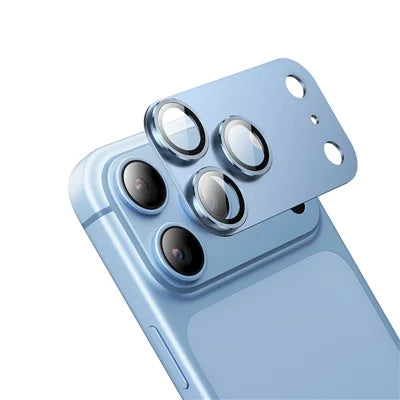 HOCO V16 for iPhone 18 Pro Max Camera Lens Protector AF + AR High Aluminium-silicon Glass + Aluminum Alloy Frame Full Coverage Lens Film - Baby Blue