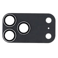 For iPhone 18 Pro Max Camera Lens Protector AG Matte AR+AF Anti-Reflective Tempered Glass Lens Film Metal Frame Rhinestone Decor - Black