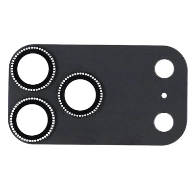 For iPhone 18 Pro Max Camera Lens Protector AG Matte AR+AF Anti-Reflective Tempered Glass Lens Film Metal Frame Rhinestone Decor - Black
