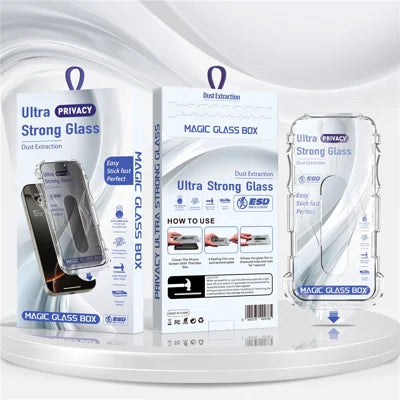 For iPhone 18 Pro Max Screen Protector Full Coverage 28 Degree Anti Spy Tempered Glass Film with Automatic Dust Removal Tool - Black