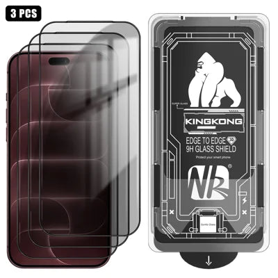  For iPhone 18 Pro Max 3Pcs Anti-Spy Full Screen Protector 3D Arc Edge High Aluminium-silicon Glass Film with Dust-Free Installation Tool - Black