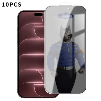  For iPhone 18 Pro Max 10Pcs Privacy Tempered Glass Anti-fingerprint Anti-spy Full Screen Protector - Black