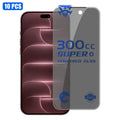  For iPhone 18 Pro Max 10Pcs Tempered Glass Screen Protector 300CC Edgeless Anti-static Anti-spy Full Screen Protector - Black
