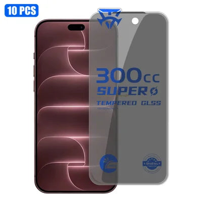 For iPhone 18 Pro Max 10Pcs Tempered Glass Screen Protector 300CC Edgeless Anti-static Anti-spy Full Screen Protector - Black