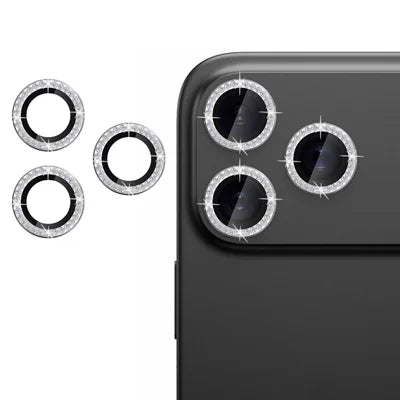 For iPhone 17 Pro Max Camera Lens Protector Artificial Diamond Ring Tempered Glass Lens Film - Silver