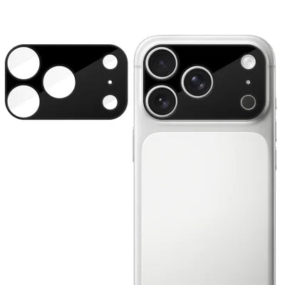 For iPhone 17 Pro Max Full Cover Camera Lens Protector Silk Print HD Anti Fingerprint AR Tempered Glass Lens Film - Black